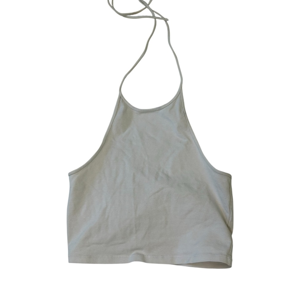 Divided Cream Halter Tank Top